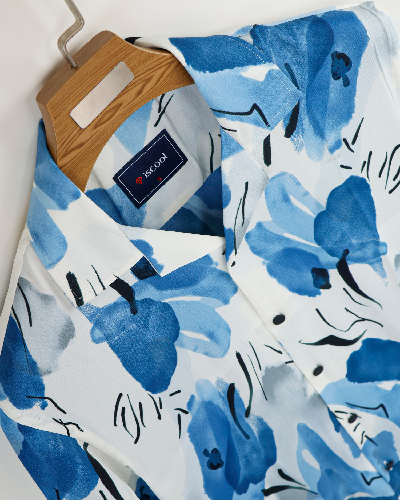 Zafran Print Cuban Collar Shirt